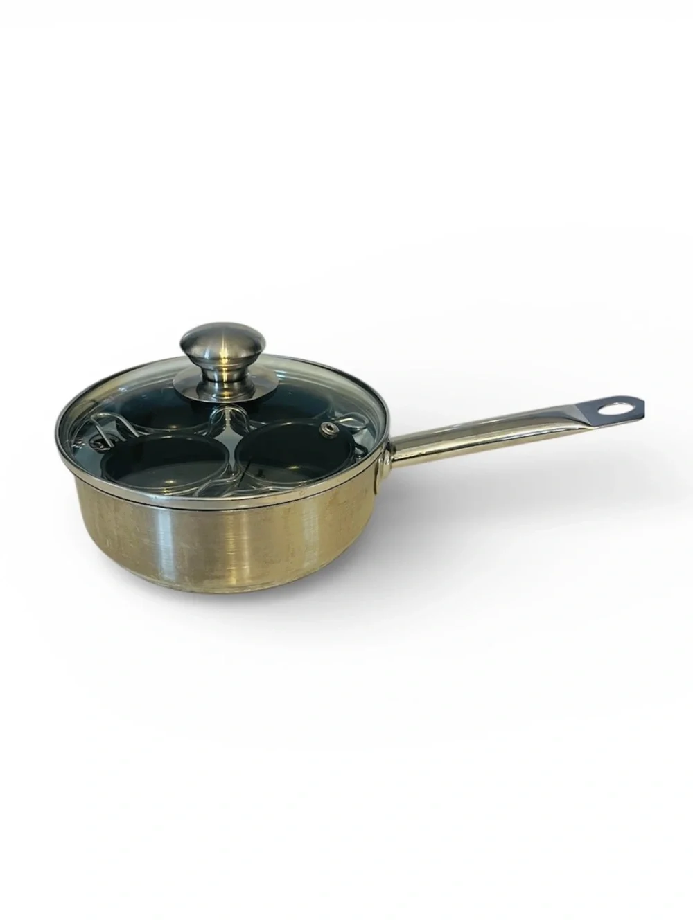 Stainless Steel 4-Egg Poacher Pan with Glass Lid - Silver